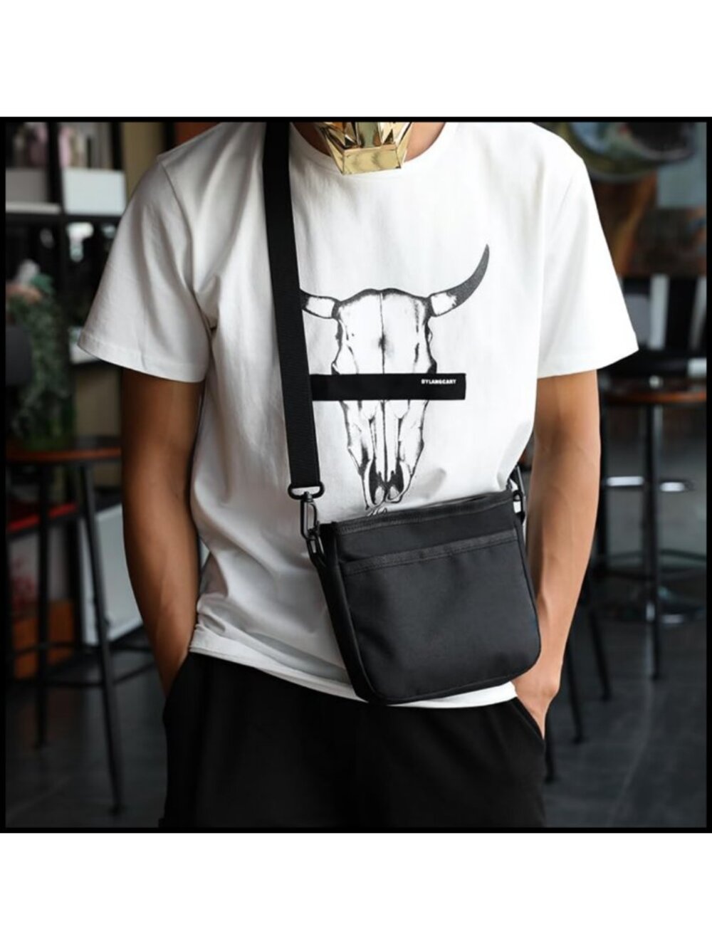 Small Water Resistant RFID Blocking Crossbody Bag Unisex Adjustable Strap - Picture 4 of 6